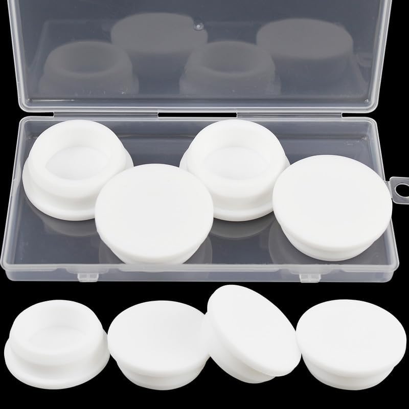 BOPOREAE 4 Pcs 39.3 mm/1.55 in Silicone Rubber Plug for 38.3 in Round Holes, Waterproof T Type Rubber Stoppers, Soft Flexible Snap-On Seal Plugs Tube Pipe End Covers Caps Inserts, White - Image 1